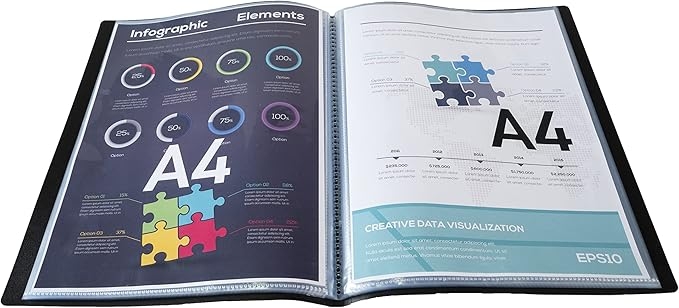 EXACOMPTA Protège-documents en polypropylene 5/10e OPAK pochettes Cristal 60 vues - A4 - Noir