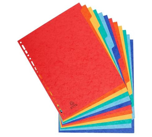 EXACOMPTA Jeu d'intercalaires 12 positions format 24x30cm pour pochettes perforées. Carte lustrée 3/10e