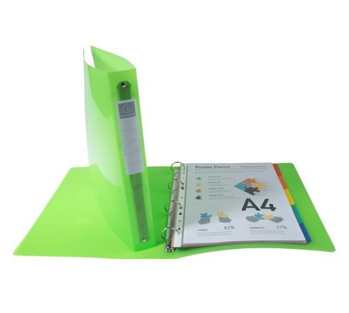 Classeur 4 anneaux dia 30mm Iderama polypro souple 7/10 brillant. Dos 4cm.