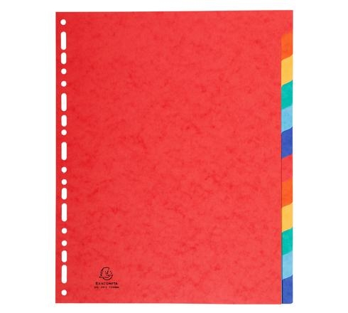 EXACOMPTA Jeu d'intercalaires 12 positions format 24x30cm pour pochettes perforées. Carte lustrée 3/10e